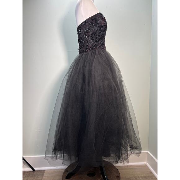 Vintage Gunne Sax Dress Jessica Mcclintock Womens 9 Black Tulle Sequins Gothic - Picture 7 of 12